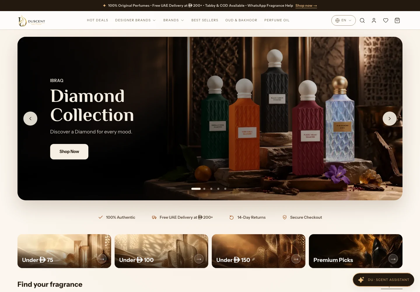 The Duscent storefront home page